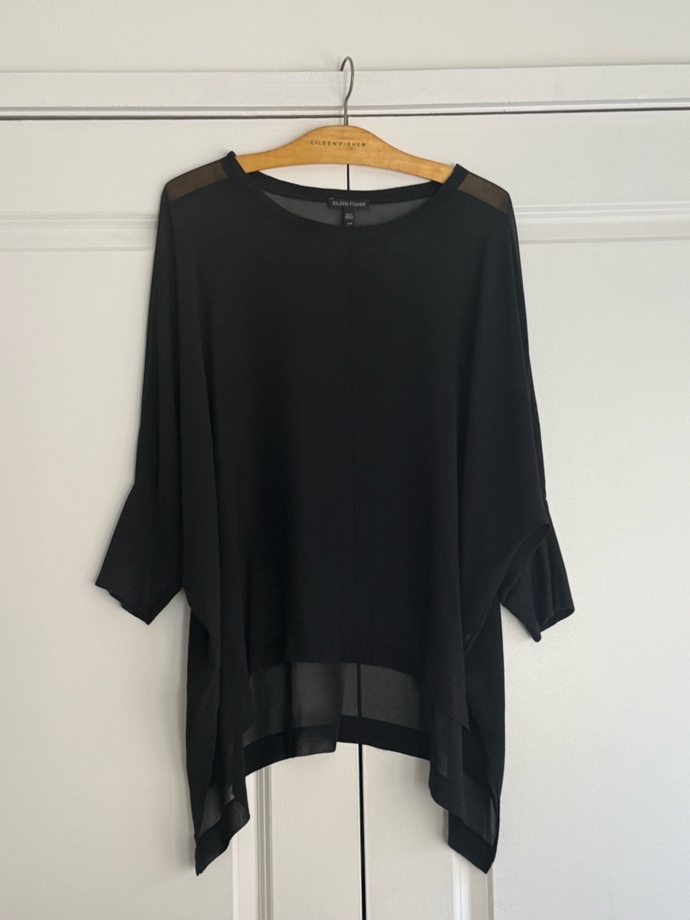 Eileen Fisher Sheer Silk Drape Top